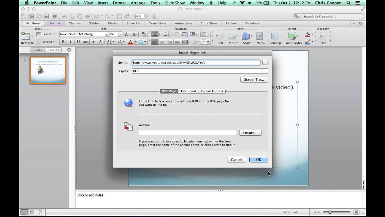 can you embed youtube videos in powerpoint 2011 for mac